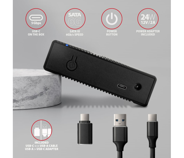 Axagon EE35-GTR USB-C 5Gbps RIBBED box 3,5" - 1485443 - zdjęcie 5